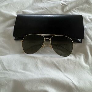 Saint Laurent Gold and Black Aviator Sunglasses